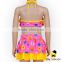 Children Bright Colorful Ruffle Halter Wrap Chest Top Matching Dress Little Girl Separable Swimwear Beach Clothes Set