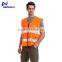 High Visibility Neon Orange Safety Vest with Reflective Strips and LED Light