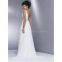 V-neckline chiffon material bridal wedding dress beaded custom made