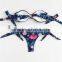 Floral Print Brazilian Bow Bikini Padded Bandeau Bikini Womens Swimwear