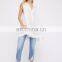 Women white sleeveless solid buttondown pullover blouses