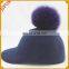 100% Wool Adult Woolen Fox Fur Ball Snapback Baseball Cap