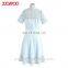 Women Elegant Short Sleeve Flower Lace Embroidered Crochet Dress in Blue