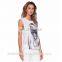 Fashion Sleeveless O-neck Fitness Printed Custom Casual Women T Shirt