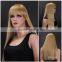 golden long straight hair neat bang wigs