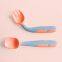 Popular baby Soft Food Grade silicone spoon and fork Baby Feeding Training Spoon