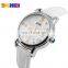 SKMEI 9095 Womens Flower Crystal Quartz Watch Casual Lady Simple Camellia Wristwatch