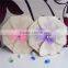 2016 new arrival cheapest flower shape wedding cards with colorful ribbon