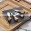 Wholesale Natural Eco Friendly Wood Bamboo Cutting Cheese Boards Slide Out Drawers With 4 Knifes Set