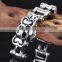 New silver stainless steel men jewelry fashion skull head biker chain bracelets 94g