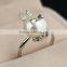 New Hot Products Bunny Rabbit Natural Pearl Beads Adjusted 925 Silver Ring