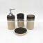 Wood grain polyresin bathroom accessories set for hotel and home