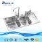 Commercial undermount 304 stainlesss steel double bowel kitchen sink with drainboard