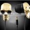 high quality in ear cute skull earphone for promotion and gifts and girls