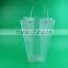 pp material clear flower pot bag handle plastic bag flower vase plastic foldable flower vase