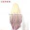 Ombre Blonde to Taro Color Synthetic Hair Lace Front Wigs for Women Long Straight Heat Resistant