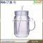 Plastic mason jars acrylic tumbler manufacturers with handle and straw