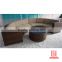 6 pc luxury hotel outdoor half round sofa and side table poly rattan semi circle patio furniture