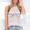 China wholesale clothing round neck tank style white crochet top sex woman top