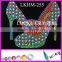 2014!!! NEWEST hot fix rhinestone motif skull pattern with neon nailhead heat transfer motif