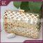 2016 shiny golden metal mesh box clutch frame gridding clutch wallet for ladies