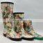 ladies sexi high-mid-end rubber rain boots with flower printing