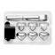 6PCS Heart-shaped Stainless Steel Whiskey Chilling Ice Stones W Tongs