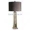 Europe chrome base pineapple glass lamps with black barrel fabric shade for living room deocr
