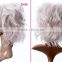 High quality white silk top lace front wig small head short synthetic hair wig