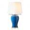 Factory wholesale bottle shape gallery cemaric chinese porcelain table lamp for hotel design with fabric shade