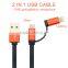 2015 hot sale colorful flat aluminium 2 in 1 usb 3.0 charging charger data cable