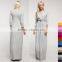 Long bridesmaid dress V Neck High Waist Knot Maxi Dress 3/4 Sleeve muslim long dress Women