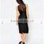 Guangzhou Clothing OEM Cut-away Shoulders Floral Jacquard Black Damask Cocktail Dress