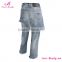 Wholesale Short Skirt Fake Two Pieces Lady Lady Jean Pants