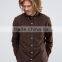 High Quality Custom Long Sleeve Chest Pocket Brown Mens 65% Polyester 35% Cotton Comfortable Fit Plus Size Casual Shirts