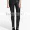 Ladies black faux leather leggings slim fit high-waist leather trousers