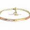 Imitation Three Tone Plated Bangle Bracelet With Extension Link Chain