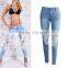 jeans 2017 latest design with Lace patchwork women jeans pants