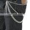 Silver Punk Rock 3 Line Biker Trucker Keychain Key Jean Wallet Chain