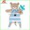 Hot Selling Blue Plush Bear Pacifier Holder With Pocket