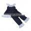 New arrival yawoo kids girls summer fall 2pcs boutique outfits dress denim pants flutter sleeve clothing set baby wholesale set