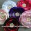 Colorful Satin Poppy Layered Flowers Fabric Handmade Flowers With Sparkling Pearl Rhinestone For Hair Accessories