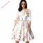 Ladies Retro Half Sleeve Floral swing vintage dress