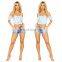 DiZNEW Custom USA hot sexy spandex destroyed women ladies denim shorts