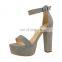 ladies beautiful attractive color high heel suede simple design A-buckle belt platform tan heels sandals shoes