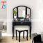 Black Wood Girls Mirrored Bedroom Dressing Wholesale Makeup Vanity Table