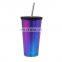 Factory Supply Personalized Glitter Stainless Steel Tumbler with Straw