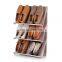 Stackable simple designs space saver balcony two sided thick storage plastic shoe shelf holder detachable shoe plastic rack