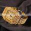 Hip Hop 22K Gold Plated Wrist Watche Micro CZ Stainless Steel Wristband Quartz Watch Men Luxury Iced Out Watch
