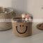 Cute Smiley Small Cotton Woven Basket Hand Woven Rope Cosmetics Basket